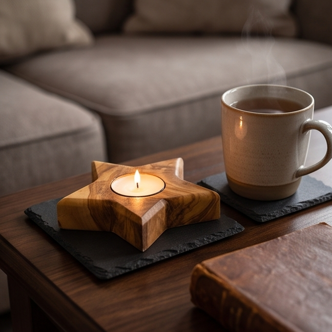 Olive Star Tealight Holder