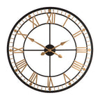 80cm Dia Black and Gold Metal Wall Clock | Vitus