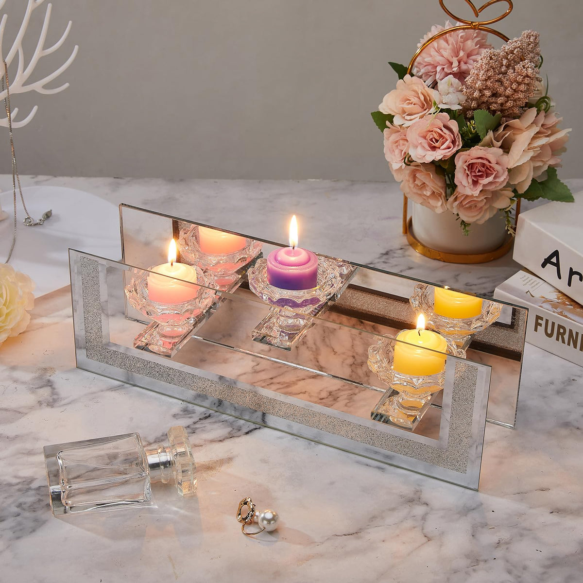 Crystal Bloom Triple Candle Holder