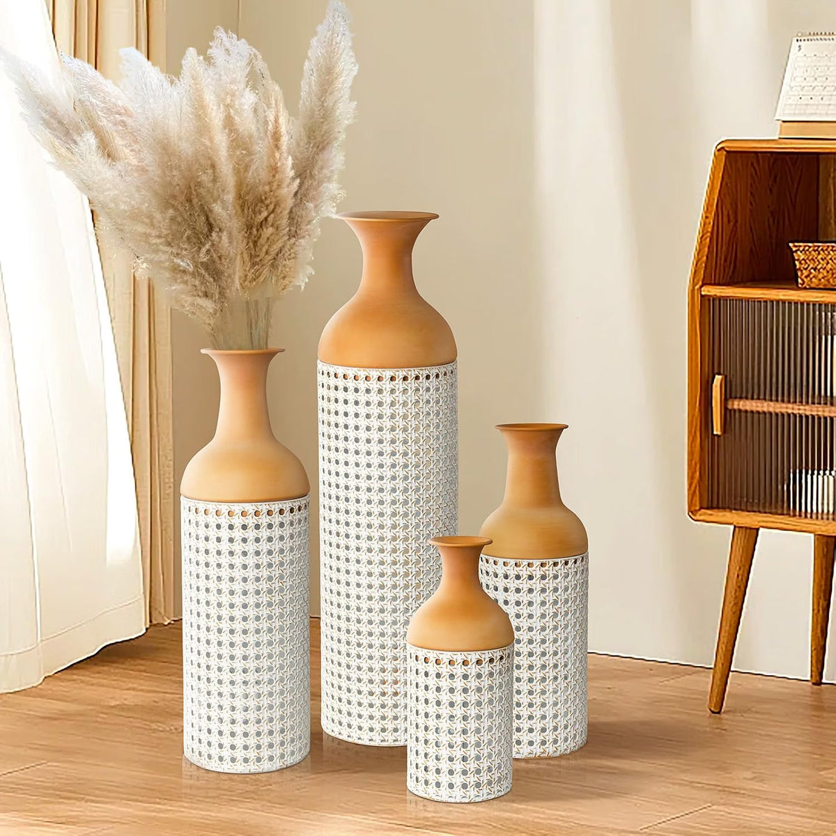 Rustic Charm Metal Vases – Set of 4
