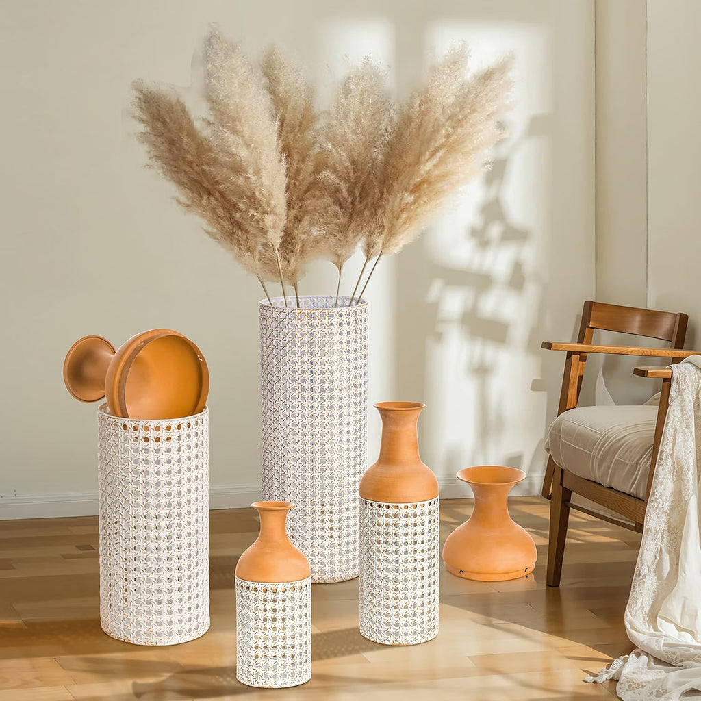 Rustic Charm Metal Vases – Set of 4