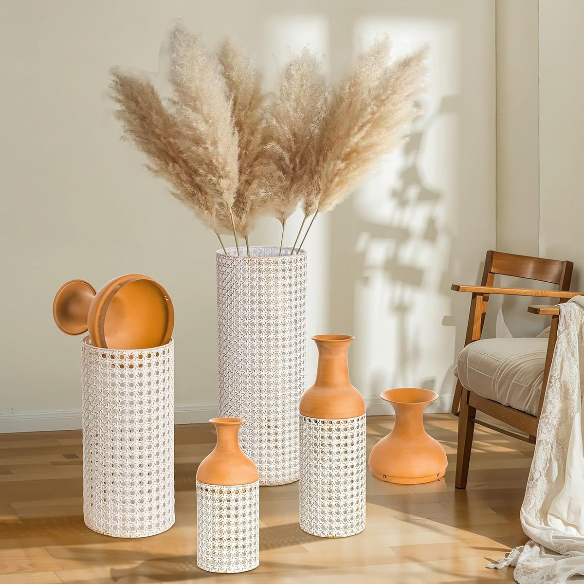 Rustic Charm Metal Vases – Set of 4