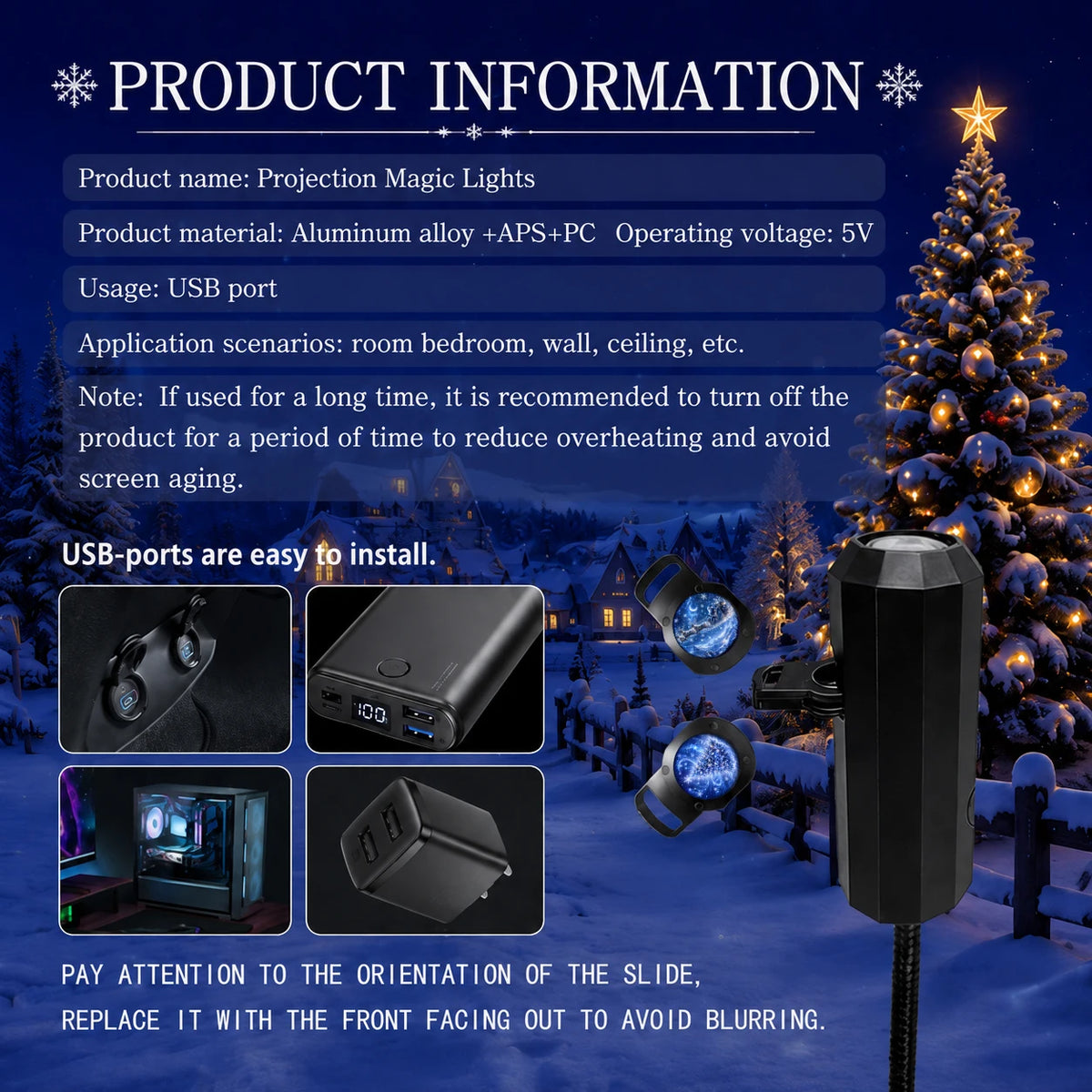 MerryGlow – 8-Pattern Christmas Projection Light