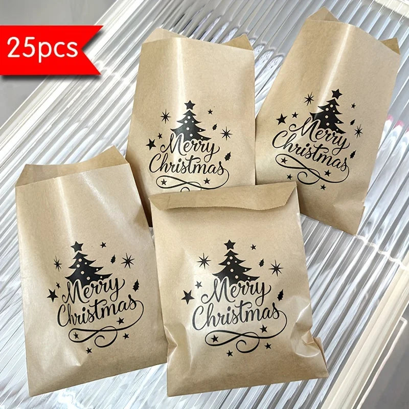 Little Tree Christmas Kraft Gift Bags – Pack of 25