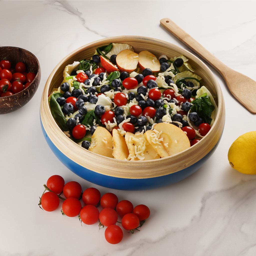 Bamboo Fruit Bowl & Home Decor Bowl (Blue)