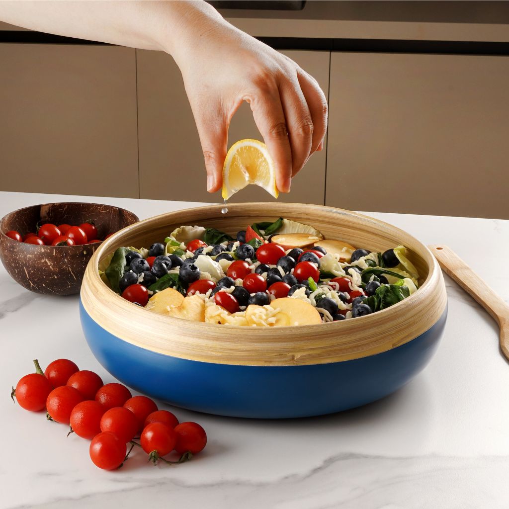 Bamboo Fruit Bowl & Home Decor Bowl (Blue)