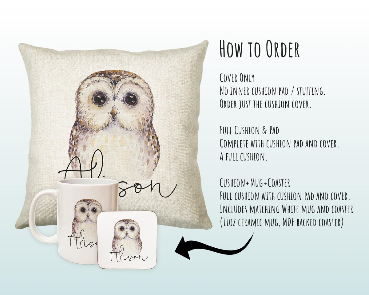 Personalised Owl Cushion – Name Design