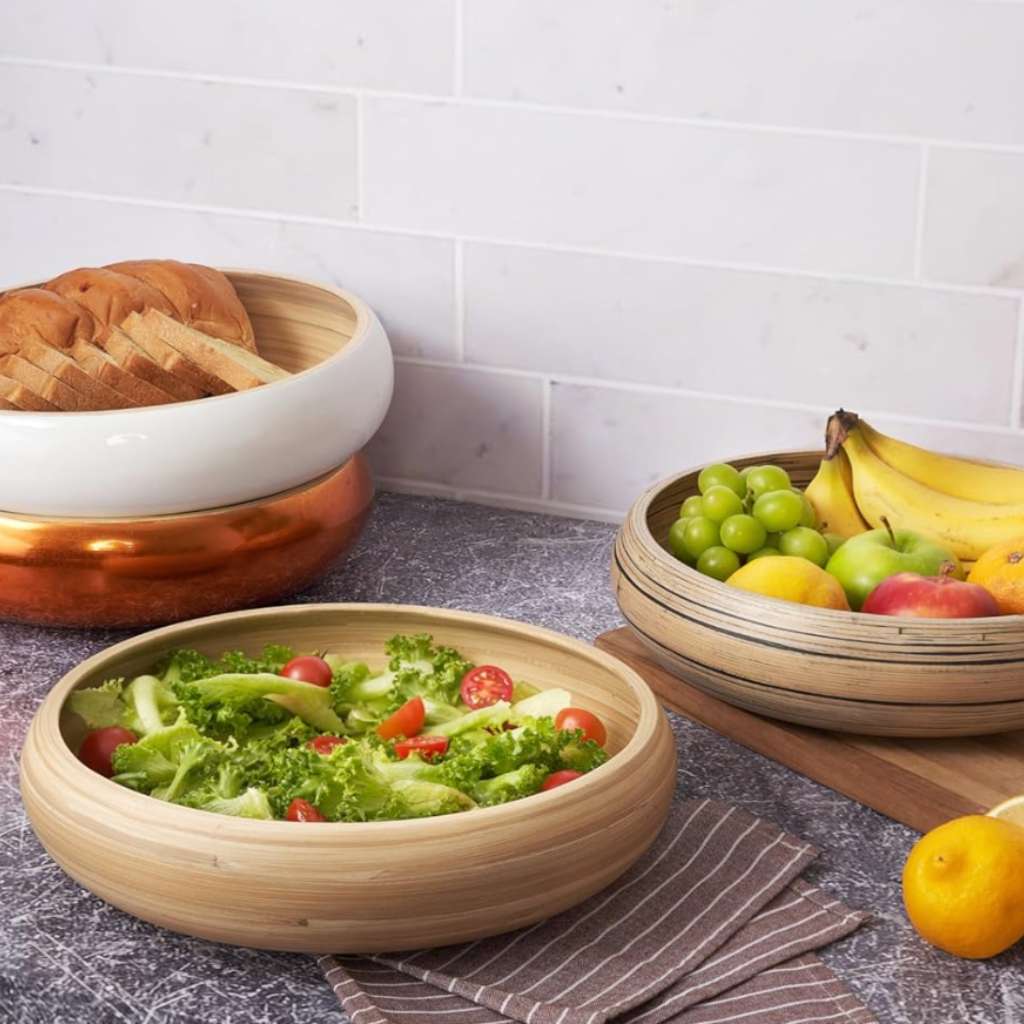 Bamboo Fruit Bowl & Home Decor Bowl (Natural)